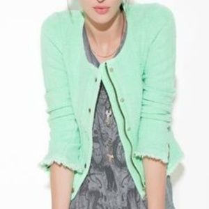 Zara Trafaluc Mint Green Boucle Tweed Jacket sz S